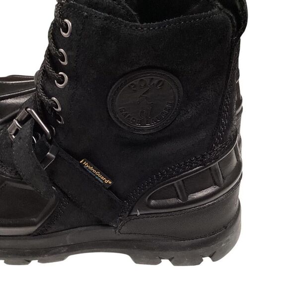 Polo Ralph Lauren Duck Boots Men10.5 Black Oslo Hydroguard Leather Suede NEW - Picture 7 of 9